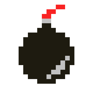 animated gif of a pixel art style circular bomb with fuse burning down